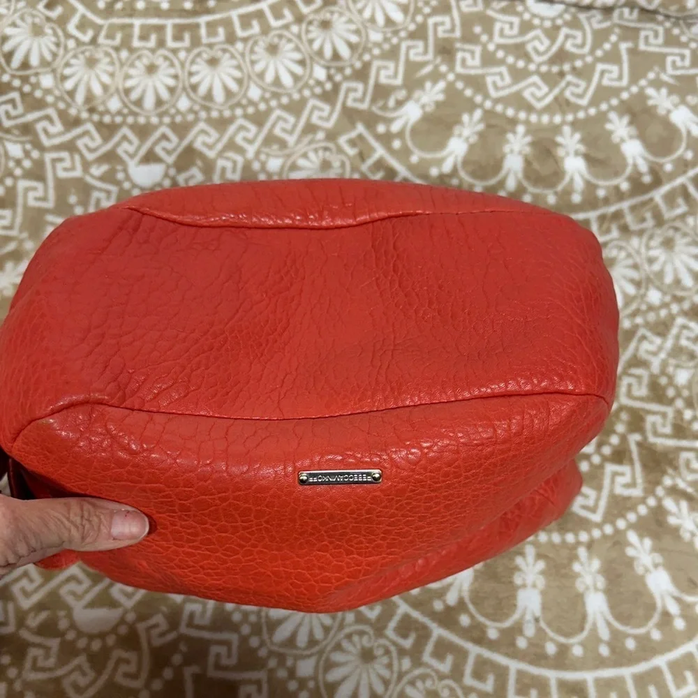 Rebecca Mink Logan Pebbled Leather orange Crossbody Messenger Bag MSRP 395